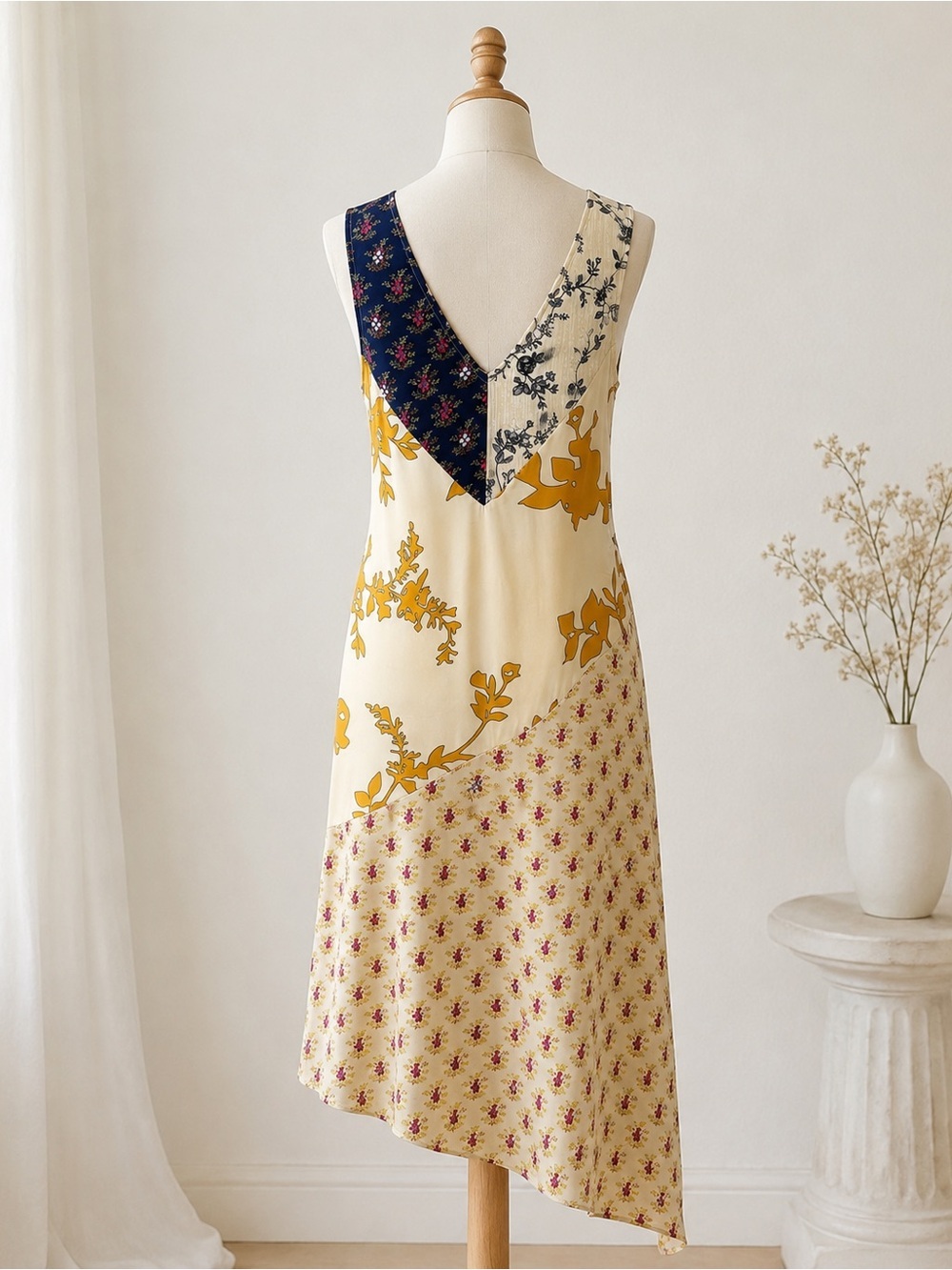 Plenty by Tracy Reese Patchwork Floral Asymmetrical Dress Size Small - Picture 3 of 6
